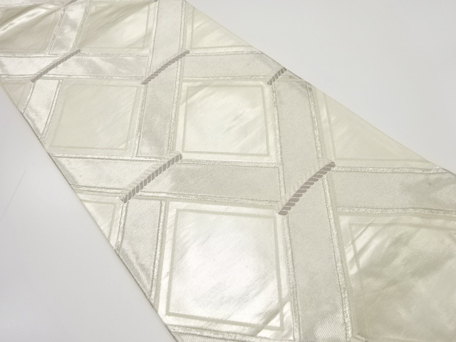 アンティーク　竹格子模様織り出し袋帯（着用可）